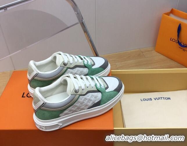 Most Popular Louis Vuitton Time Out Sneaker in Mini Monogram Leather and Suede Green 625097