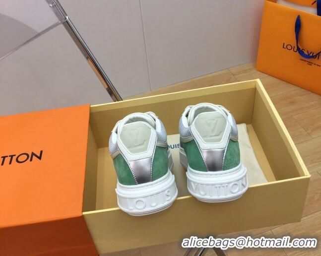 Most Popular Louis Vuitton Time Out Sneaker in Mini Monogram Leather and Suede Green 625097