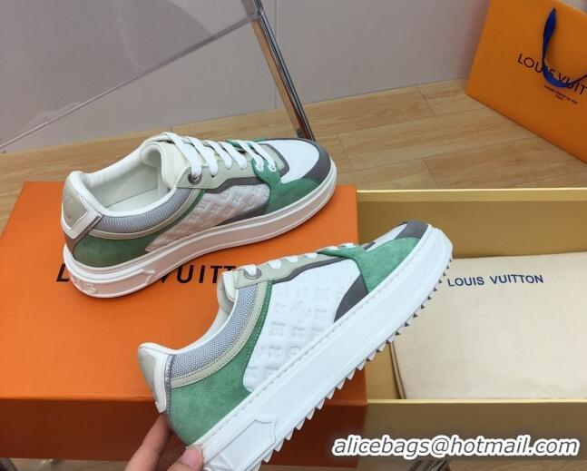 Most Popular Louis Vuitton Time Out Sneaker in Mini Monogram Leather and Suede Green 625097