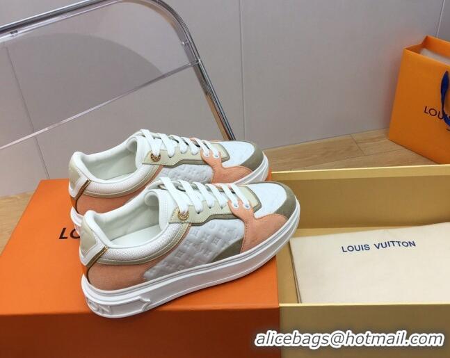 Low Price Louis Vuitton Time Out Sneaker in Mini Monogram Leather and Suede Rose Poudre Pink 625098