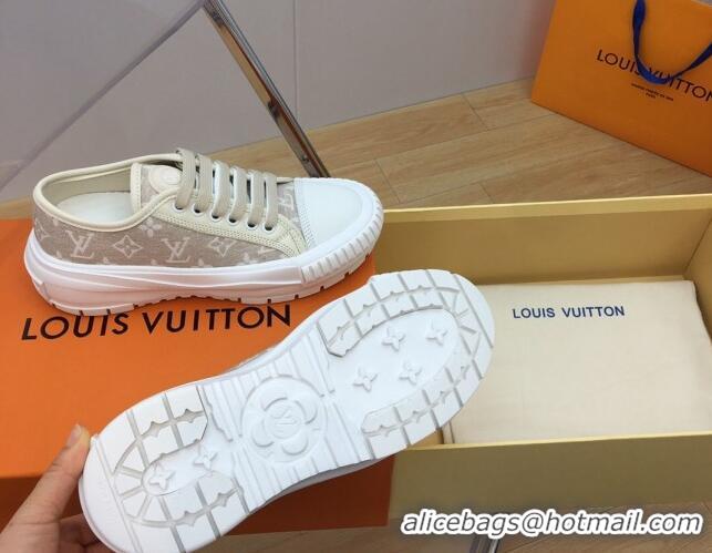 Luxurious Louis Vuitton LV Squad Low-top Sneakers in Beige Monogram Denim 625103