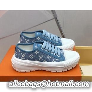 Stylish Louis Vuitton LV Squad Low-top Sneakers in Blue Monogram Denim 625104