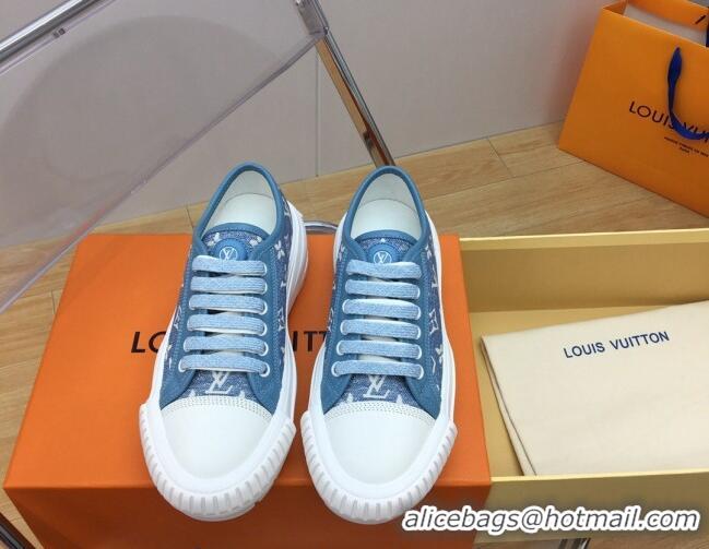 Stylish Louis Vuitton LV Squad Low-top Sneakers in Blue Monogram Denim 625104