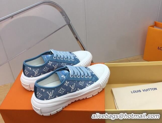 Stylish Louis Vuitton LV Squad Low-top Sneakers in Blue Monogram Denim 625104