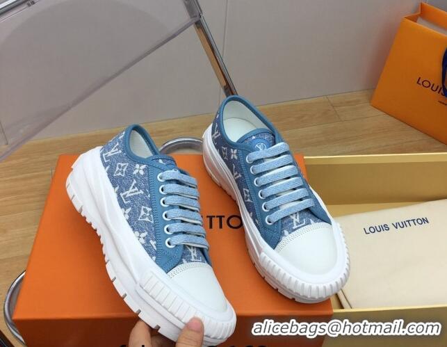 Stylish Louis Vuitton LV Squad Low-top Sneakers in Blue Monogram Denim 625104