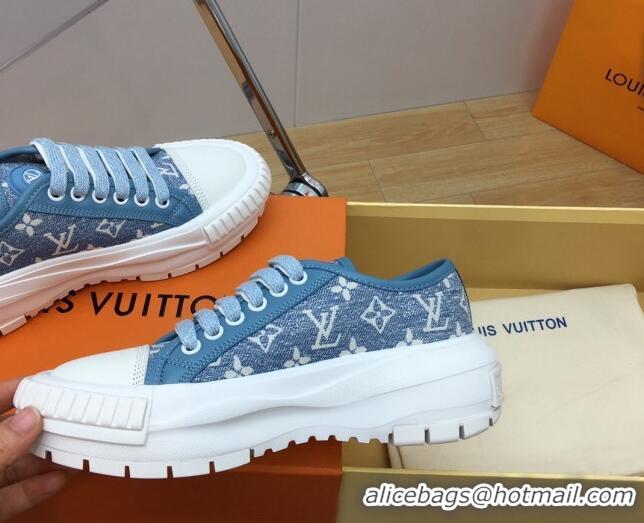 Stylish Louis Vuitton LV Squad Low-top Sneakers in Blue Monogram Denim 625104