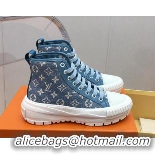 Sumptuous Louis Vuitton LV Squad High-top Sneakers in Blue Monogram Denim 625106