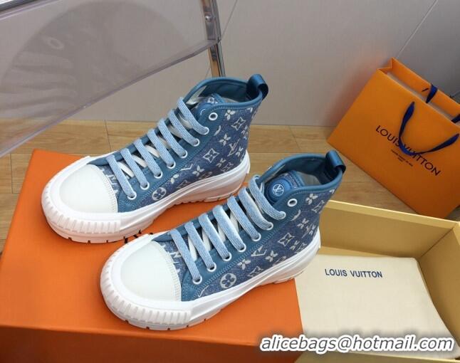 Sumptuous Louis Vuitton LV Squad High-top Sneakers in Blue Monogram Denim 625106