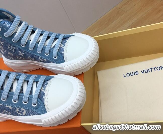 Sumptuous Louis Vuitton LV Squad High-top Sneakers in Blue Monogram Denim 625106