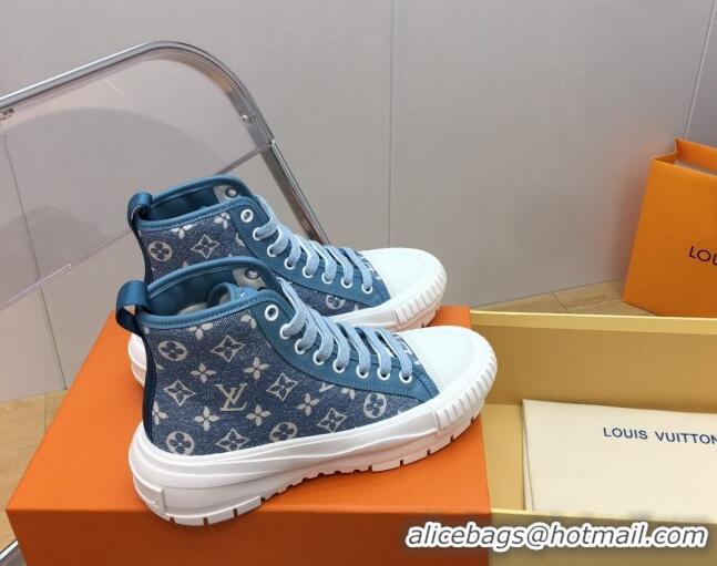 Sumptuous Louis Vuitton LV Squad High-top Sneakers in Blue Monogram Denim 625106