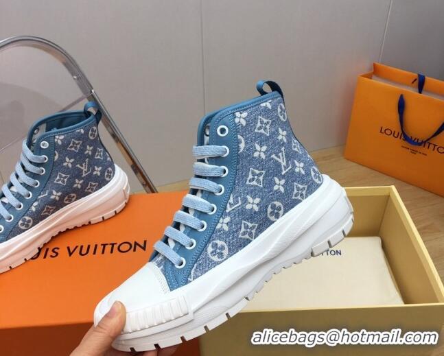 Sumptuous Louis Vuitton LV Squad High-top Sneakers in Blue Monogram Denim 625106