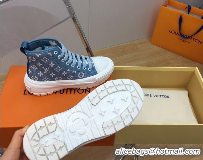 Sumptuous Louis Vuitton LV Squad High-top Sneakers in Blue Monogram Denim 625106