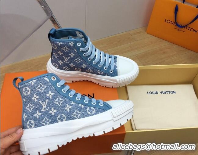 Sumptuous Louis Vuitton LV Squad High-top Sneakers in Blue Monogram Denim 625106