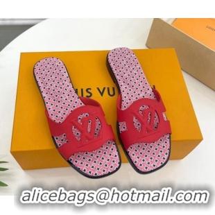 Sophisticated Louis Vuitton Isola Flat Slide Sandals with LV Cutout and Geometric Pattern Red 625108