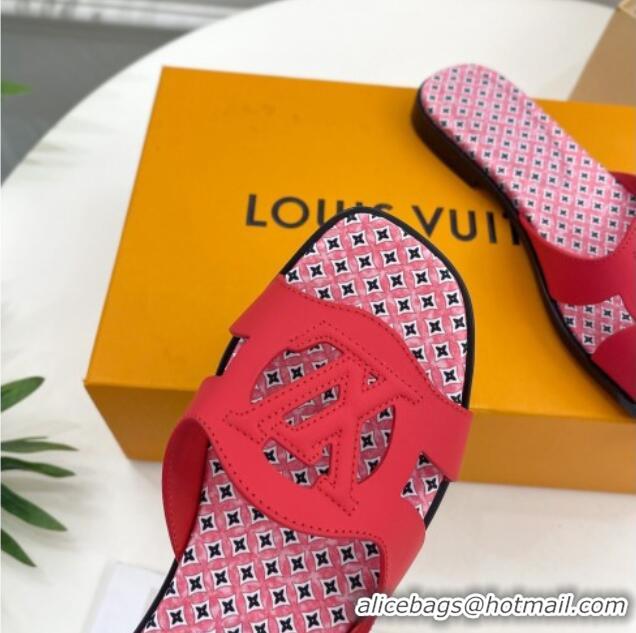 Sophisticated Louis Vuitton Isola Flat Slide Sandals with LV Cutout and Geometric Pattern Red 625108