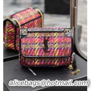 Grade Design SAINT LAUREN NIKI SMALL CHAIN BAG IN Tweed LEATHER 933151 Rainbow