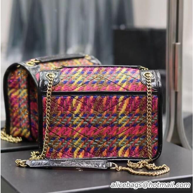 Grade Design SAINT LAUREN NIKI SMALL CHAIN BAG IN Tweed LEATHER 933151 Rainbow