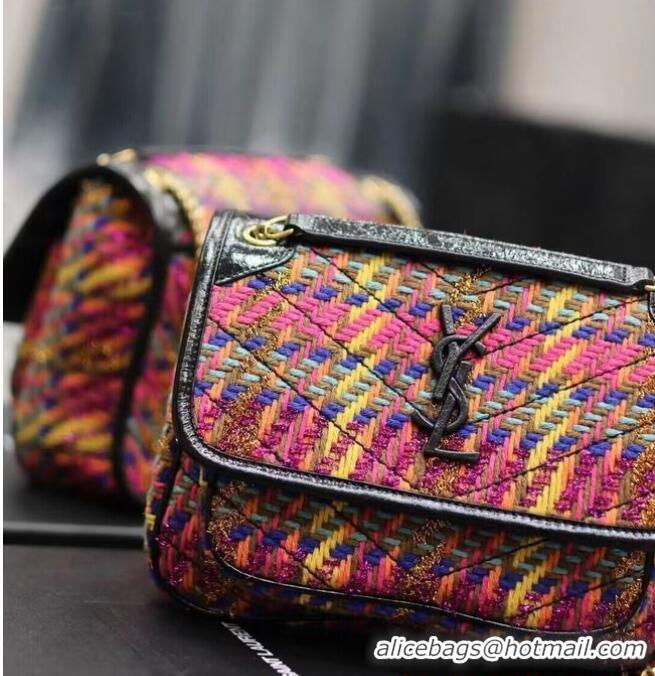 Grade Design SAINT LAUREN NIKI SMALL CHAIN BAG IN Tweed LEATHER 933151 Rainbow