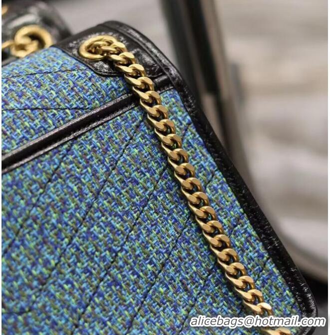 Top Quality SAINT LAUREN NIKI MEDIUM CHAIN BAG IN Tweed LEATHER Y933158 blue