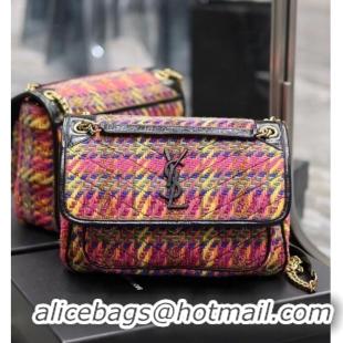 Inexpensive SAINT LAUREN NIKI MEDIUM CHAIN BAG IN Tweed LEATHER Y933158 Rainbow