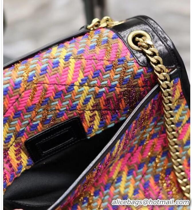 Inexpensive SAINT LAUREN NIKI MEDIUM CHAIN BAG IN Tweed LEATHER Y933158 Rainbow