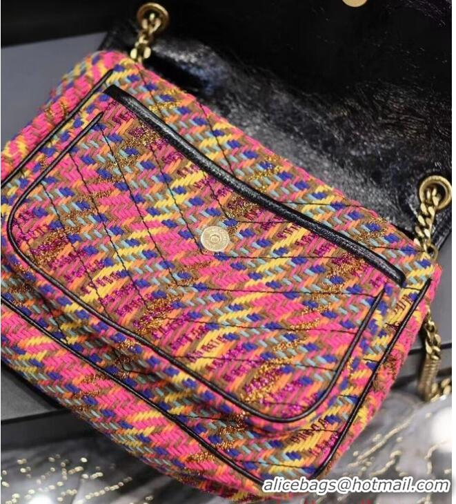 Inexpensive SAINT LAUREN NIKI MEDIUM CHAIN BAG IN Tweed LEATHER Y933158 Rainbow