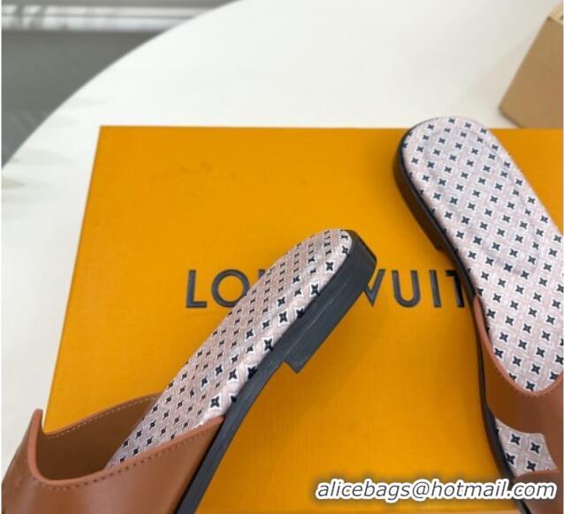 Fashion Louis Vuitton Isola Flat Slide Sandals with LV Cutout and Geometric Pattern Dark Brown 625110