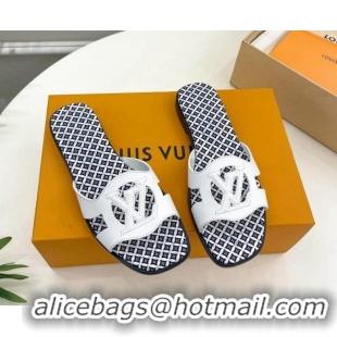 Trendy Design Louis Vuitton Isola Flat Slide Sandals with LV Cutout and Geometric Pattern White 625112