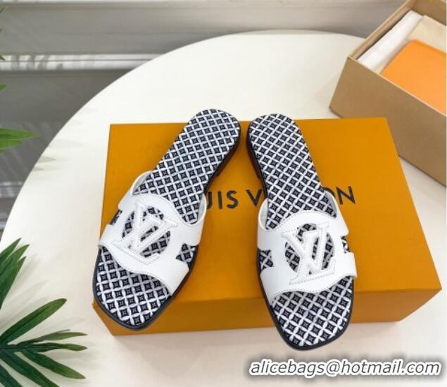 Trendy Design Louis Vuitton Isola Flat Slide Sandals with LV Cutout and Geometric Pattern White 625112