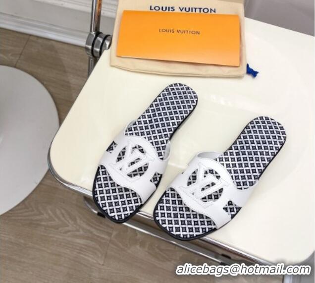 Trendy Design Louis Vuitton Isola Flat Slide Sandals with LV Cutout and Geometric Pattern White 625112