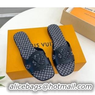 Duplicate Louis Vuitton Isola Flat Slide Sandals with LV Cutout and Geometric Pattern Black 625113