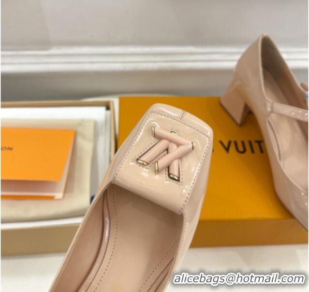 Most Popular Louis Vuitton Shake Mary Janes Pumps 5.5cm in Patent Leather Nude 711113