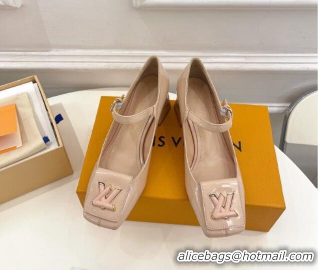 Most Popular Louis Vuitton Shake Mary Janes Pumps 5.5cm in Patent Leather Nude 711113