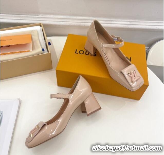 Most Popular Louis Vuitton Shake Mary Janes Pumps 5.5cm in Patent Leather Nude 711113