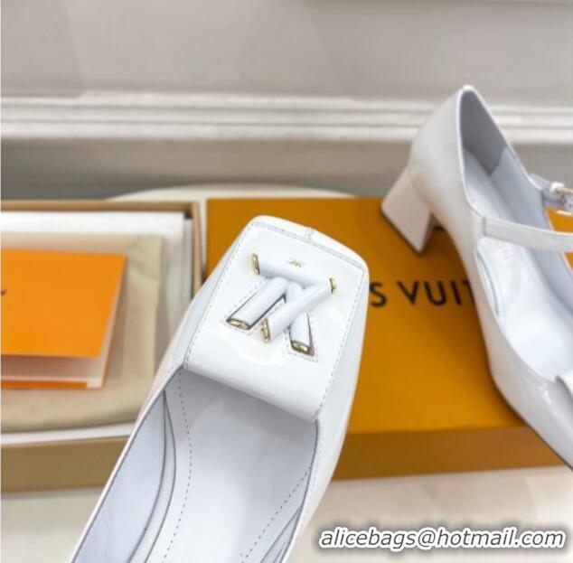 Durable Louis Vuitton Shake Mary Janes Pumps 5.5cm in Patent Leather White 711114