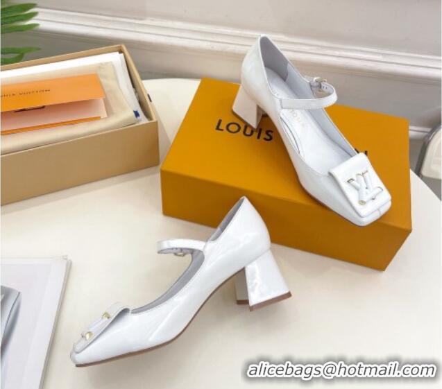 Durable Louis Vuitton Shake Mary Janes Pumps 5.5cm in Patent Leather White 711114