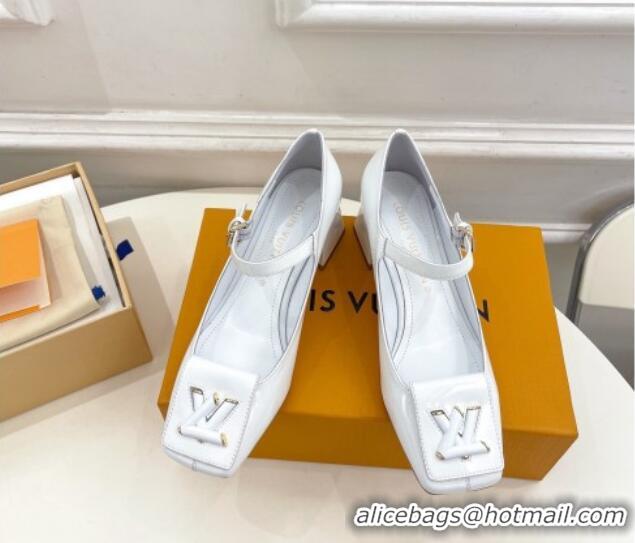 Durable Louis Vuitton Shake Mary Janes Pumps 5.5cm in Patent Leather White 711114