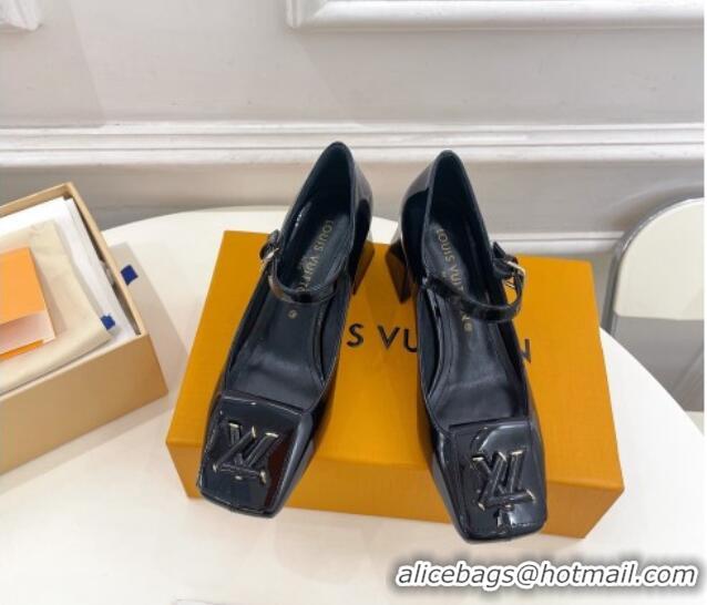 Unique Style Louis Vuitton Shake Mary Janes Pumps 5.5cm in Patent Leather Black 711115