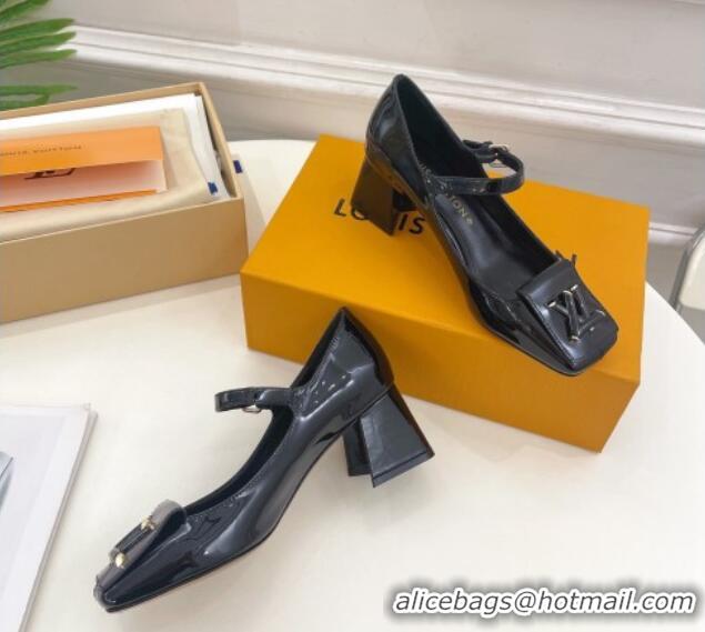 Unique Style Louis Vuitton Shake Mary Janes Pumps 5.5cm in Patent Leather Black 711115