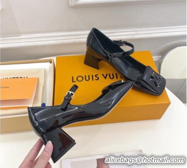 Unique Style Louis Vuitton Shake Mary Janes Pumps 5.5cm in Patent Leather Black 711115