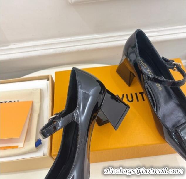 Unique Style Louis Vuitton Shake Mary Janes Pumps 5.5cm in Patent Leather Black 711115