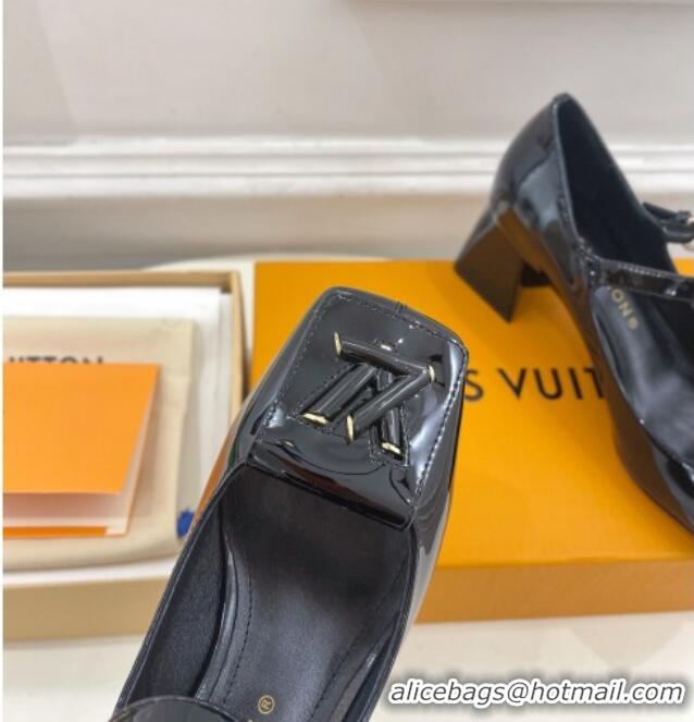 Unique Style Louis Vuitton Shake Mary Janes Pumps 5.5cm in Patent Leather Black 711115