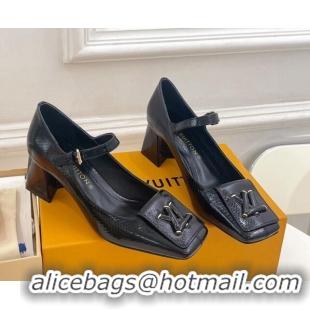 Good Looking Louis Vuitton Shake Mary Janes Pumps 5.5cm in Snakeskin-Like Leather Black 711116