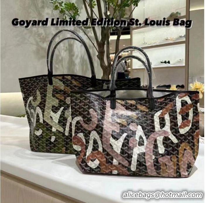 Discount Goyard Saint Louis Tote Bag in Lettres Camouflage 020184 Black/Pink