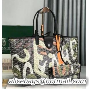 ​Promotional Goyard Saint Louis Tote Bag in Lettres Camouflage 020184 Black/Green