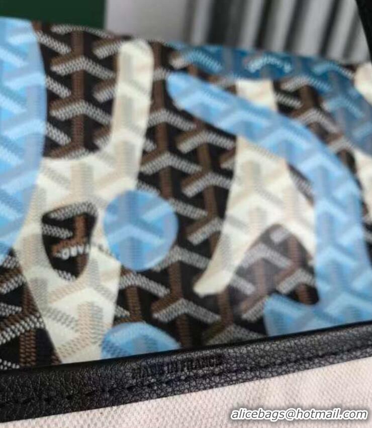 Unique Grade Goyard Saint Louis Tote Bag in Lettres Camouflage 020184 Black/Blue