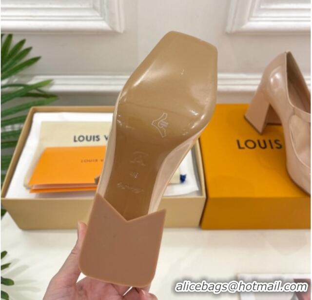 Luxury Louis Vuitton Shake Mary Janes Pumps 8.5cm in Patent Leather Nude 711123