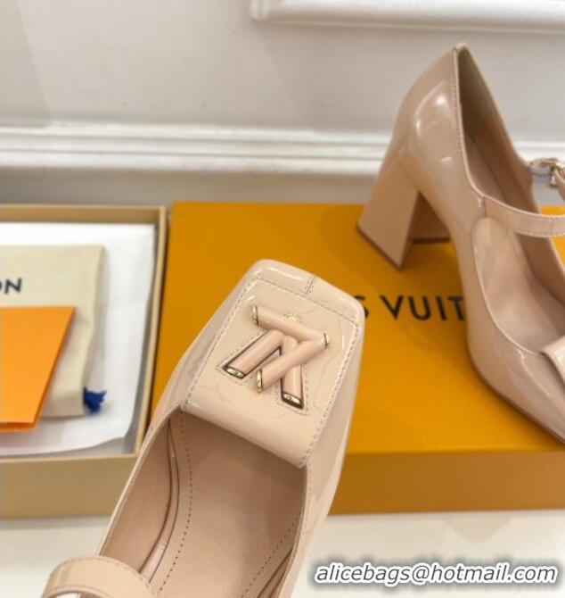 Luxury Louis Vuitton Shake Mary Janes Pumps 8.5cm in Patent Leather Nude 711123