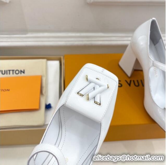 Perfect Louis Vuitton Shake Mary Janes Pumps 8.5cm in Patent Leather White 711124