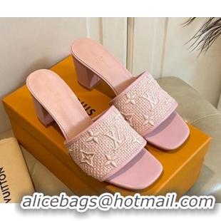 Shop Duplicate Louis Vuitton Wove Fabric Heel Slide Sandals 6.5cm Light Pink 711127